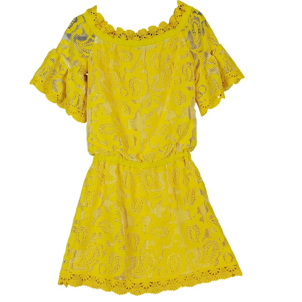 Alexis Dresses | Alexis Butter Yellow Silk Lace Mini Dress Xs Scallop Floral Mesh Ethereal Fairy | Color: Yellow | Size: Xs | Mimosadreaming's Closet